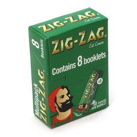 8 booklets x Zig Zag Green Cut Corners Regular Size 70mm Multipack of Papers