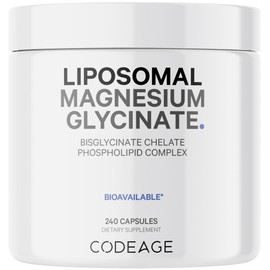 Codeage Codeage Liposomal Magnesium Glycinate Supplement, 2-Month Supply, Bisglycinate Magnesium Chelate, Chelated Magnesium Mineral Pills, BioPerine Black Pepper Vitamins Capsules, Non-GMO Vegan, 240 ct