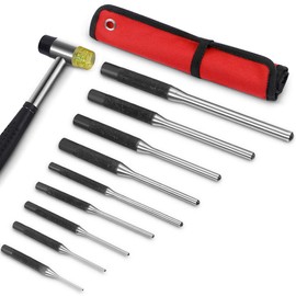 Gogoku Roll Pin Punch Set with Storage Pouch, 9 Piece Steel Removal Tool Kit for Jewelry