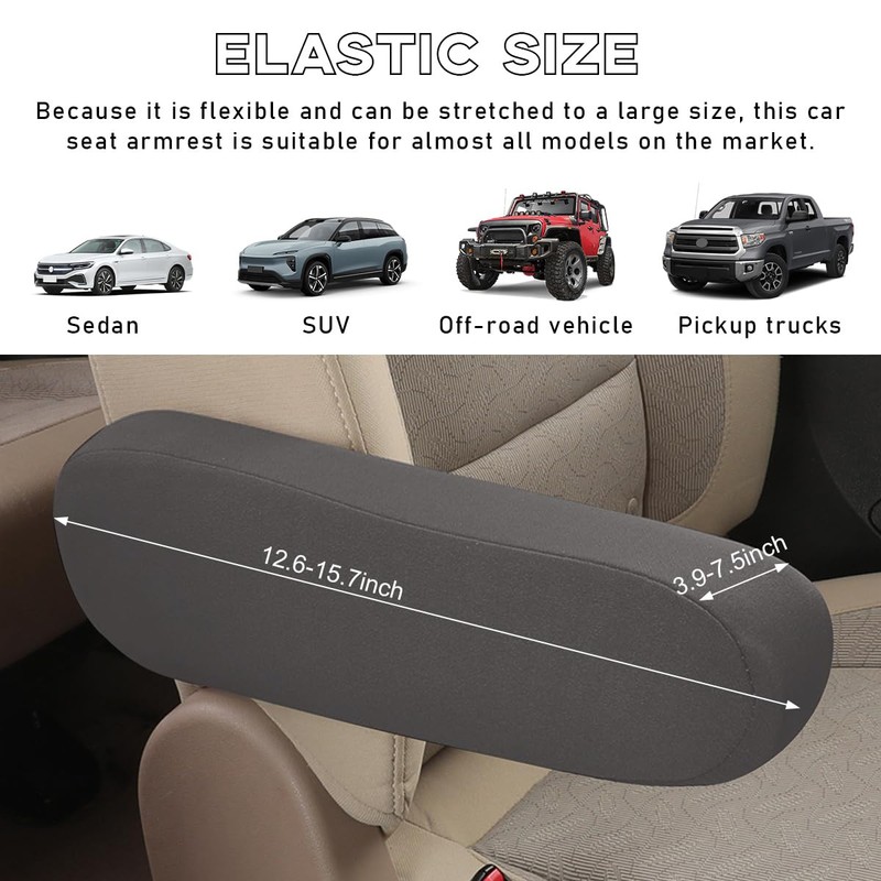 Sylvil 2 PCS Car Front Seat Armrest Covers, Elastic Fabric