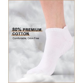 Niorasen Mens Running Socks 6 Pairs, Cushioned Ankle Trainer Socks for Men Women, Breathable Cotton Sports Sock, Anti-Blister Athletic Short Low Cut Sock White 9-11