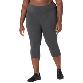 Spalding Women's Essential Capri Legging | Comfortable 4-Way Stretch Athletic Pants | High-Waist Charcoal Heather | Medium