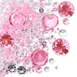SOFPLATE 1100Pcs Diamond Table Scatter Crystals Pink Diamond Confetti Crystal Clear Wedding Acrylic Rhinestone Vase Filler Beads for Table Wedding Decorations Bridal Shower Decor 3MM 6MM 7MM 10MM 20MM