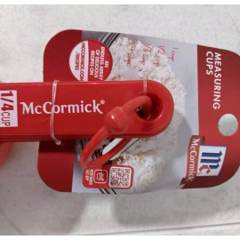 Mccormick Set Of 4 Mccormick Red Plastic Measuring Cups On Ring 1/4, 1/3, 1/2 & 1 Cup