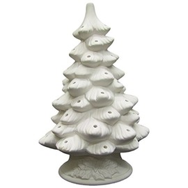 Darice Unfinished Ceramic Christmas Tree, 11.4-Inch