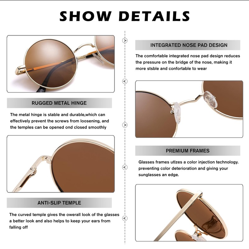 Pro Acme Retro Small Round Polarised Sunglasses for Men Women