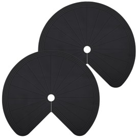 DoubleFill 2 Pack 26 Inch Lazy Susan Shelf Liner Silicone Shelf Liner Non Adhesive Circle Kitchen Liners Non Slip Cabinet Liners for Drawer Refrigerator Cupboard Cabinet Organizers (Black)