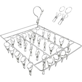 DUOFIRE Laundry Dryer, 30 Pinch with 2 Extra Pinch, Stainless Steel Hanger, Pinch Hanger, Laundry Hanger, Pinch Hanger, Stainless Steel, Laundry Dryer, Pinch, Windproof Hook, Heavy Duty, Storage, 1