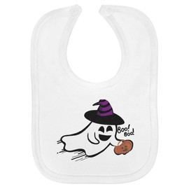 Azeeda 'Cute Ghost Saying Boo' Soft Cotton Baby Bib (BI00054052)