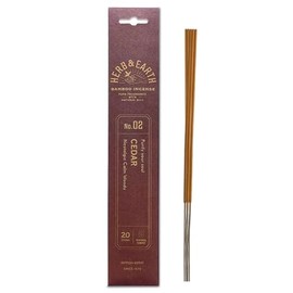 HERB & EARTH H&E Bamboo Incense - Cedar - 20 Sticks by Nippon KODO, Japanese Quality Incense Since 1575