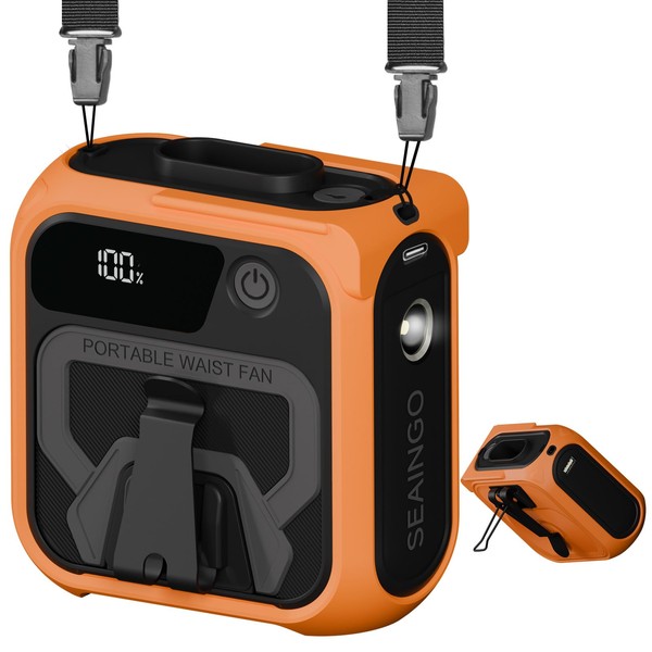 SEAINGO Portable Waist Fan Rechargeable – 10000mAh, 42 ft/s Max,