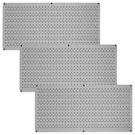 Wall Control Pegboard Value Pack - (3) Pack of Wall Control 16-Inch Tall x 32-Inch Wide Horizontal Metal Pegboards for Easy to Install Wall Home & Garage Tool Storage Organization (Grey Pegboard)