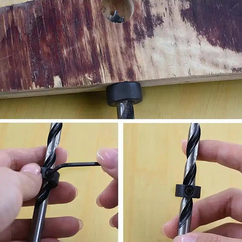 2 Sets Drill Bit Depth Stop Ring Kit Includes: 1/8",
