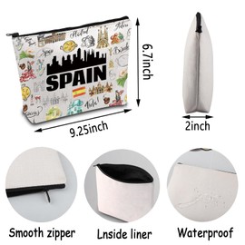 Spain Travel Makeup Bag Espana Travel Gift European Vacation Gift Spain Europe Country Trip Zipper Travel Bag (Spain Bag)