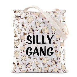 Silly Gang Inspired Tote Bag Goose Bumps Canvas Bag Silly Goose Club Gift Funny Goose Game Gift Goose Duck Lovers Gift (Silly Gang Tote)