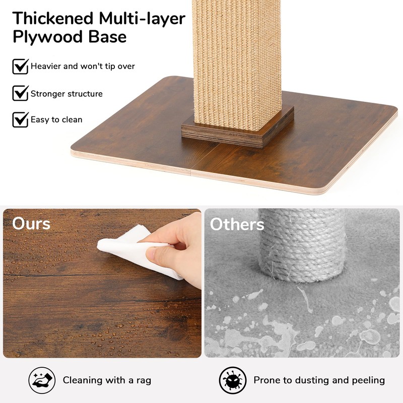 FUKUMARU Cat Scratching Post, Retro-Style Tall Scratch Posts with Perch