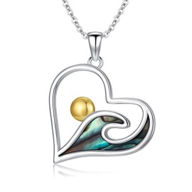 YFN - Collar de plata de ley con colgante de corazón ondulado, joyería natural para mujer, Plata esterlina, Sin piedra preciosa