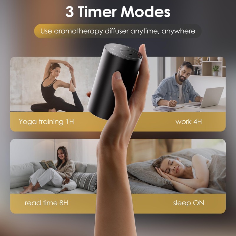 Waterless Essential Oil Diffuser, Portable Aromatherapy Diffuser, Mini Scent Machine,