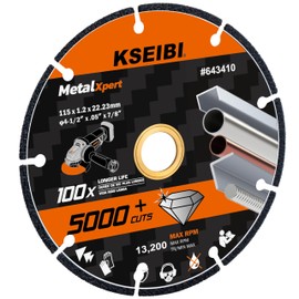 KSEIBI 643410 Diamond Cutting Wheel 4-1/2 x 7/8 inch - Cut Off Blade for Metal, Rebar, Steel, Cast Iron, Aluminium Non-Ferrous INOX - Ensures 5000+ Cuts Indestructible Disc Angle Grinder Attachment