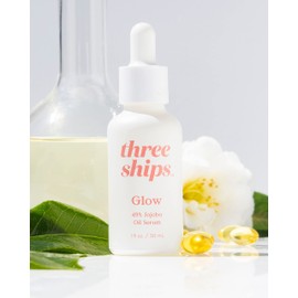 Three Ships Glow Jojoba Oil Serum – As Seen on TV - Vegan Facial Serum Hydrates, Corrects + Balances Skin – Intensive Natural Face Serum for Oily/Combo Skin, 30mL