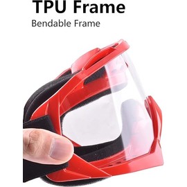 Motorcycle Goggles,ATV Dirt Bike Goggles-Anti UV Safety Goggles Windproof Dustproof Motocross Goggles Anti Scratch Motorcycle Glasses for Cycling Riding/Climbing/Skiing (Red Frame-Clear lens)