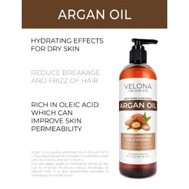 velona Argan Oil - 64 oz | 100% Pure and Natural | Morocco Oil | Stimulate Hair Growth, Skin, Body and Face Care | Nails Protector | Unrefined, Cold Pressed…
