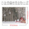 LYWYGG 7X5FT Christmas Backdrop Snow Floor Photo Backgrounds Wooden Wall
