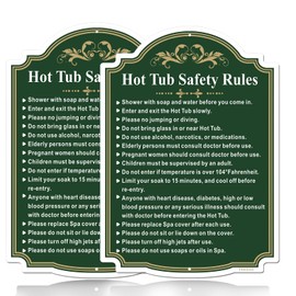 FKNSGR Hot Tub Safety Rules Sign 2 Pack, 10 x 14 inches Rust Free .040 Aluminum Pool Sign, UV Protected, Fade Resistant
