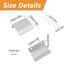 MOROBOR 8 Pack Finger Edge Pull, Self-Stick Instant Cabinet Drawer Pulls Modern Style Drawer Handle Aluminum Alloy Invisible Wardrobe Knobs for Kitchen Bedroom Livingroom, 50mm/Silver