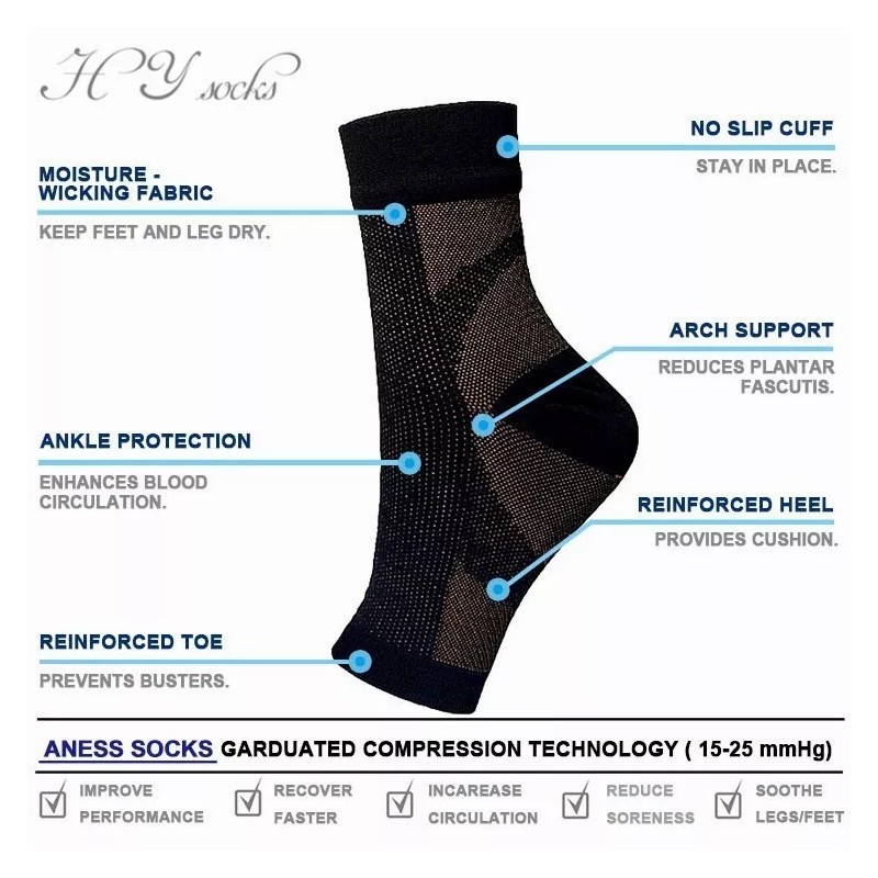 ARACELIDAVILAROJAS Calcetines Compresion Fascitis Plantar Elastica Blakhelmet E