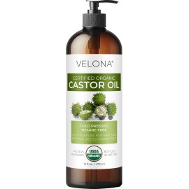 velona Castor Oil - 16 fl oz | USDA Certified Organic, With Pump, For Hair Growt