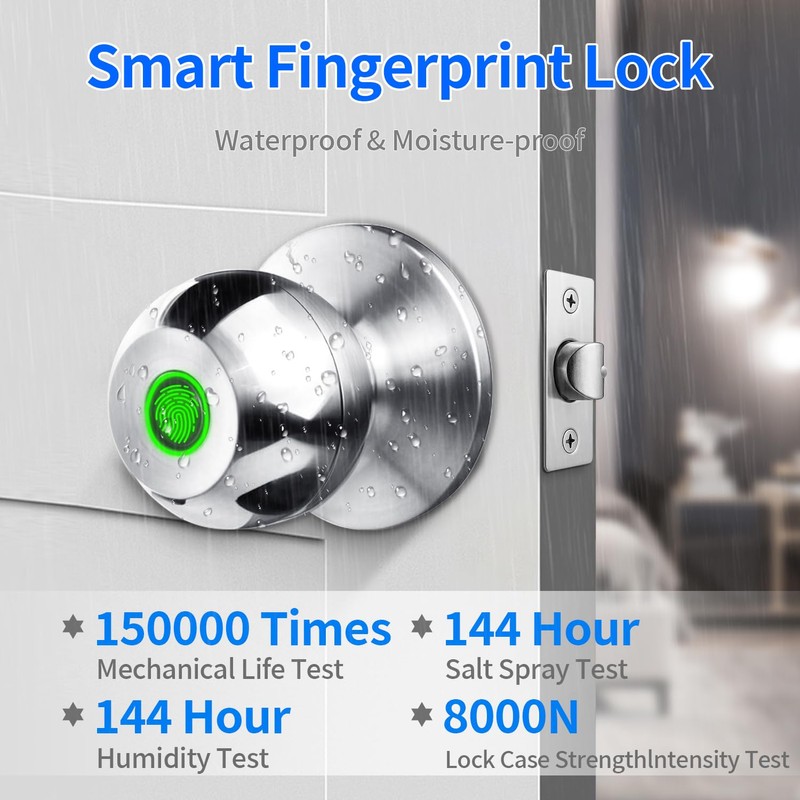 SISAV Smart Fingerprint Door Lock with App Control & Key,