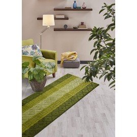Custom Size Hallway Runner Rug, Slip Resistant, 26 Inch Wide X Your Choice of Length, Meander Green, 26 Inch X 25 feet