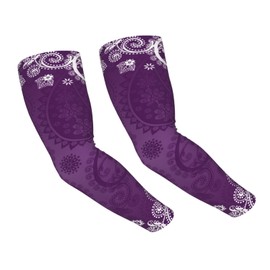 ANSGSD Traditional Purple Paisley Gardening Sleeves With Thumb Hole For Women Men, Farm Sun Protection Thorn Proof Cooling Arm Sleeves To Cover Arms For Garden Sports