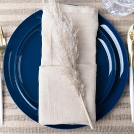 Blue Sky Edge Collection Dark Blue Plastic Plates 6.3" - 10 Count, Stylish & Sturdy Disposable Dinnerware for Parties, Events, and Occasions