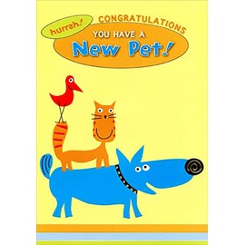 Designer Greetings Bird, Cat and Dog New Pet Congratulations Card