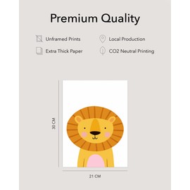 Hambient Poster for Children's Room - Pictures Baby Room Decoration, Boy, Girl - Wall Pictures, Children's Poster, Decoration - Set of 6 (21 x 30 cm - Without Frame, Animals Safari Africa)