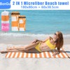 BonGu 2 Pack Beach Towel Set 180x80cm & 60x38cm Microfiber