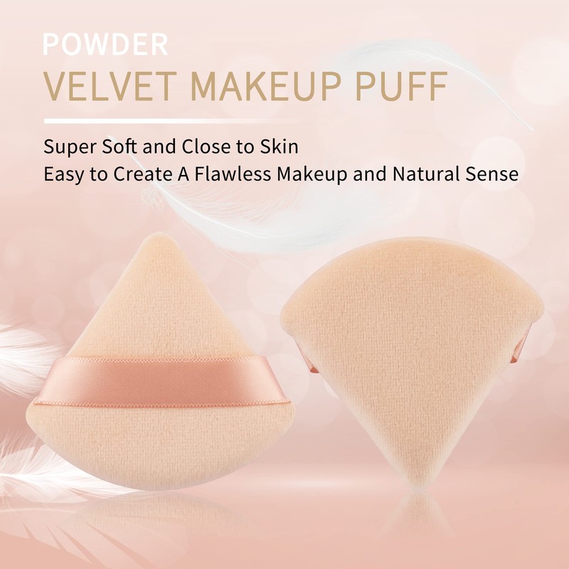 2 Pcs EVAOUXIU Triangle Powder Puff for Face Powder, Soft