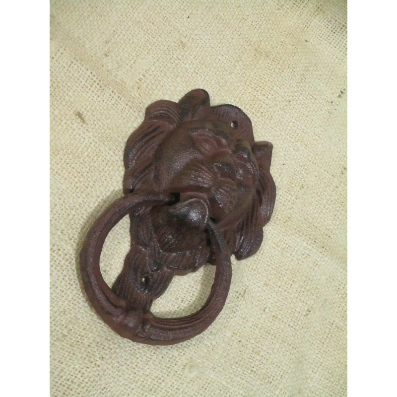 2 Cast Iron Antique Style Rustic LION HEAD Door Knocker