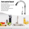 Foot Pedal Faucet Set Stainless Steel Hands Free Silver Touchless