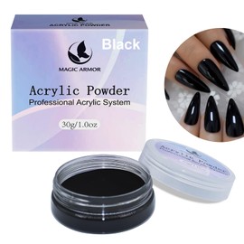 MAGIC ARMOR Acrylic Powder for Nails, 30 g, Acrylic Powder, Easy to Shape, Non-Yellowing Formula, Professional Acrylic Powder for Extending Acrylic Nails for Home and Salon (Black)