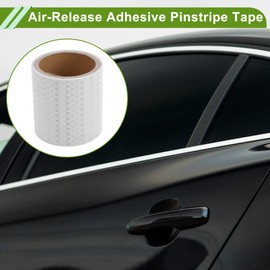 HOPESPANNER Universal 9.84ft x 3.94In Air-Release Adhesive Pinstripe Tape Reflective Automotive Pinstriping Tape PVC White