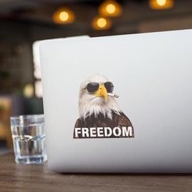 Bald Eagle Freedom - Funny Patriotic Accessories Gifts Pranks for Adults Teens Kids. Laptop, Water Bottle, Truck ATV Car Bumper, Backpack, Locker, Room Decor, Luggage. Cool sticker for all your stuff!