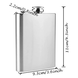 2 Pieces Stainless Steel Hip Flask, 6 oz Hip Flask, Portable Hip Flask, Leakproof Hip Flask, Hip Flask, Small Hip Flask for Hiking, Hunting, Camping, Climbing, Barbecue, Bar, Party(Silver)