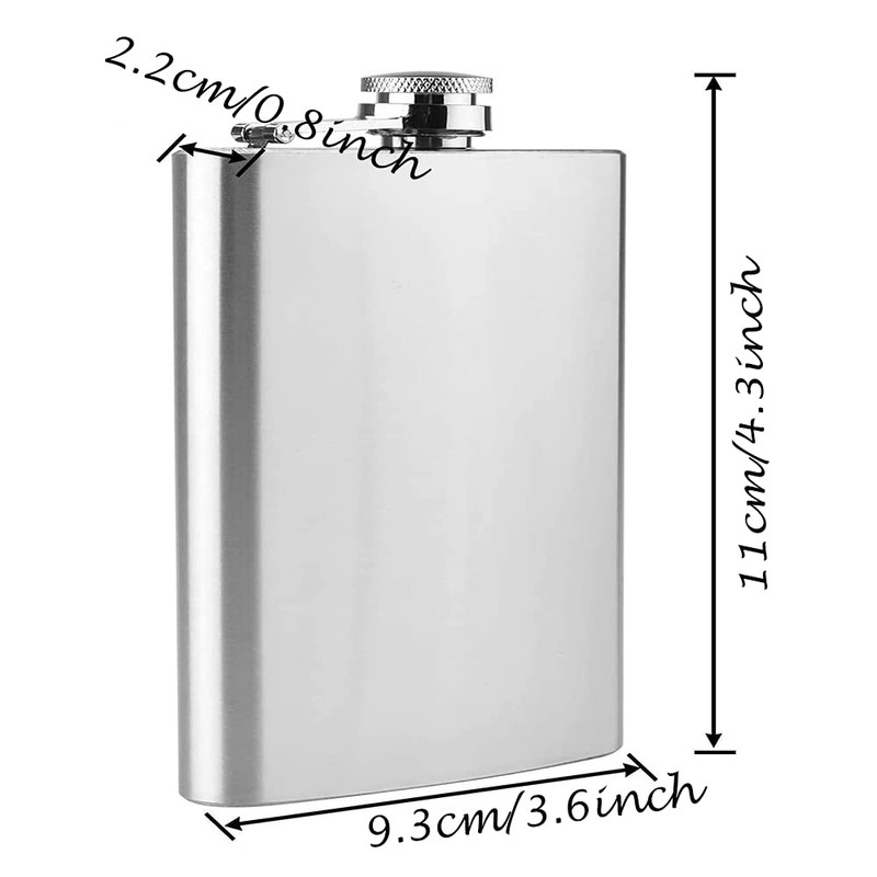 2 Pieces Stainless Steel Hip Flask, 6 oz Hip Flask,