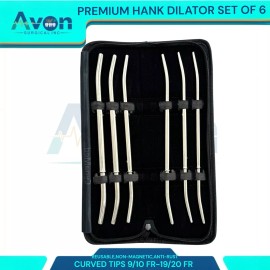 CYNAMED USA Premium 6 Pcs Hank Uterine Dilator Set 11″ Curved Double Ended OB/GYNE Instrumts