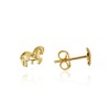 Horse Stud Earrings Real Solid 14K Yellow Gold