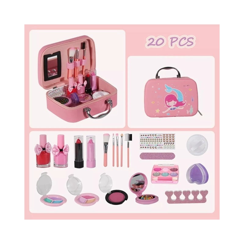 Juego De Maquillaje De Niñas 20 Pcs Rosa Sirena BLOSOOM