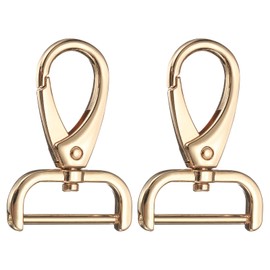 HARFINGTON 2Pcs Detachable Snap Hook Swivel Clasp 1" D Ring with Swivel Lobster Claw Clasps Hook for Purse Strap Keychain Bag DIY Craft, Gold